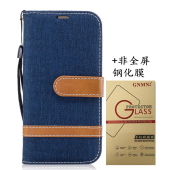 Gambar Samsung a3 2017 a3100 a310f denim kain clamshell dompet kulit