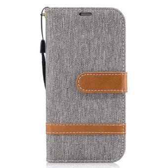 Gambar Samsung a3 2017 a3100 a310f denim kain clamshell dompet kulit