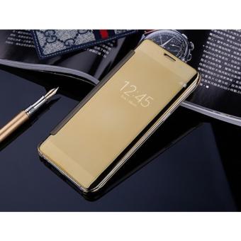 Gambar Samsung J7 Prime Flipcase Flip Mirror Cover S View Transparan AutoLock Casing Hp Gold