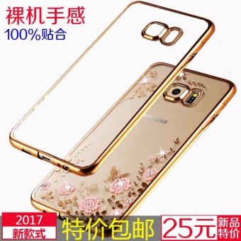Gambar Samsung s6edge s6 g9200 g9250 g9280 laki laki cincin lanyard ponsel permukaan shell lengan silikon