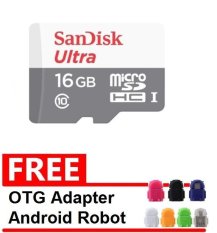 SanDisk Flash Disk Cruzer Blade 16 GB + Gratis OTG Adapter Android Robot Merah Muda.