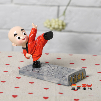 Gambar Shaolin kartun kung fu lucu dudukan ponsel dudukan telepon braket dudukan telepon