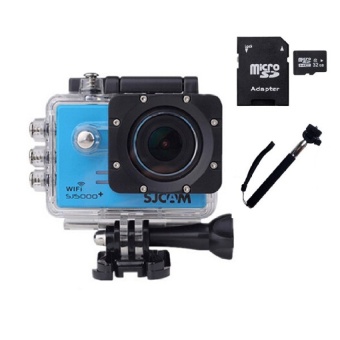 SJ5000Plus Sport Camera Waterproof Camera and 32GB Micro SD Card and Self Stick Monopad Blue - intl  