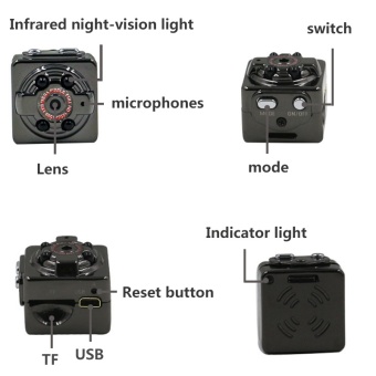 Small Mini 1080P Camera 12MP Infrared Night Vision HD Sport DigitalMicro endoscope Stealth surveillance cameras Driving record - intl