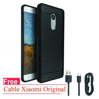Softcase Ipaky Original Carbon Hybrid Back Case for xiaomi redmi Note 4 Mediatek - Black - Free Cable Xiaomi Ori  