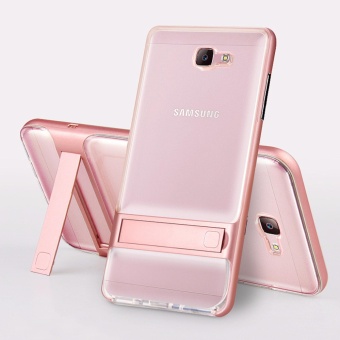 Gambar Stand Case Soft Clear Silicone Back Cover Case And Hard PCKickstand Frame For Samsung Galaxy J7 Prime(Rose Gold)   intl