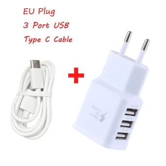 Gambar Travel 5V 2A 3Ports USB EU Wall AC Adptive Fast charger Adapter+Type C Cable   intl