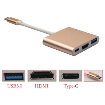 Gambar Type C To 4k HD HDMI USB 3.0 HUB USB C Charging Port Adapter UBS3.1 Cable 3 In1   intl