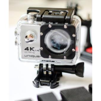 uNiQue Action Cam - Action Camera 4K - 12 MP - WIFI - Silver + FREE Remote