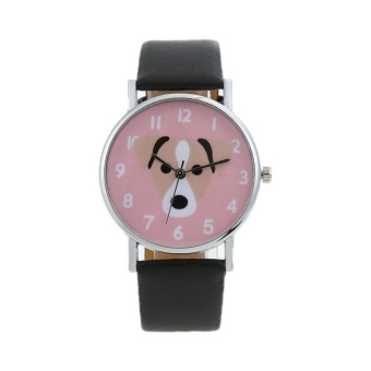 Unisex Lovely Cute Dogs Pattern PU Leather Bracelet Casual Quartz Watch(Black) - Intl Maret 2019 - 4 Unisex Lovely Cute Dogs Pattern PU Leather Bracelet Casual Quartz Watch(Black) - intl - 4
