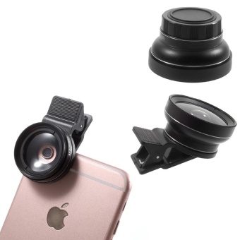 Gambar Universal Clip on 37mm 0.45X Wide Angle Lens + Macro Lens 2 in 1 Mobile Phone Camera Lens Kit   Black   intl