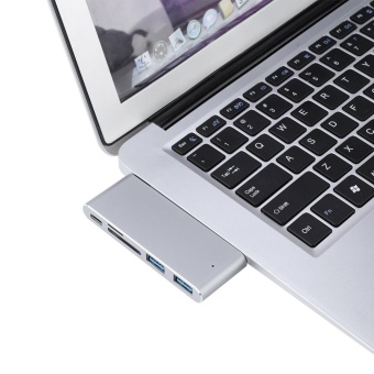 Gambar USB C 3.1 Multi port Hub Adapter 2 USB3.0 Ports Type C PD SD TFCard Reader for MACBOOK Grey   intl