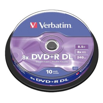 Gambar Verbatim DVD+R DL 8.5GB 240min 10Pk Spindle 8x Double Dual LayerRecordable Media Disc Branded Compact Write Once Data Storage DVD43666   intl