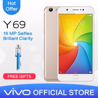 Vivo Y69 Smartphone - 3GB RAM/32GB ROM - Gold - Garansi Resmi Vivo Indonesia + Free Exclusive Selfie Stick  