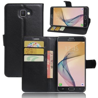 Gambar Wallet Flip Leather Cover Case For Samsung Galaxy J7 Prime SamsungGalaxy On7 2016 (Black)   intl