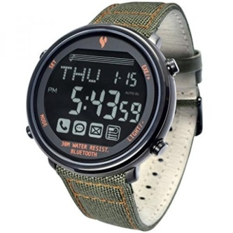 Gambar Waterproof Bluetooth 4.0 Digital Smart Casual Watch for Android andiPhone Phone APP (Black Edition + Army Green Nylon Band)   intl
