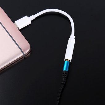 Gambar White USB Type C 1 to 5mm Female Headphone Microph Audio Adapter Cable Cord White 12.5cm   intl