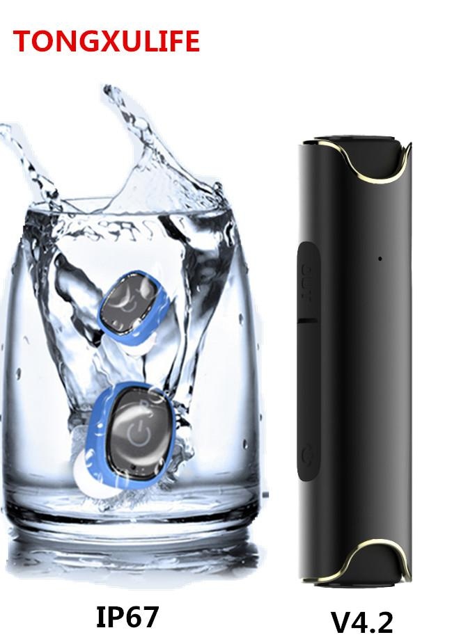 Wireless Earbuds for Water Sport Swimming,TONGXU LIFE Mini Twins IP67 Rating of Waterproof and Dustproof HIFI Portable Bluetooth V4.2, CSR64110.Stereo Lipstick-Sized CVC 6.0 Noise Cancelling Headphones In-Ear Earphones for iPhone&Android Phone - intl