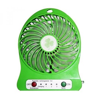 Gambar Xboard 3 Speeds Rechargeable Mini USB Fan Portable Desktop Fan withLED Light Green intl