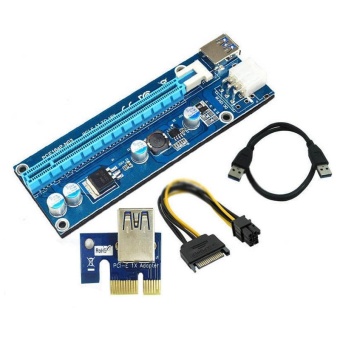 Gambar YBC USB3.0 bawaan PCI   E Check 1 x untuk 16 x Extender Riser kartu Adapter SATA 6 Pin Power Cable