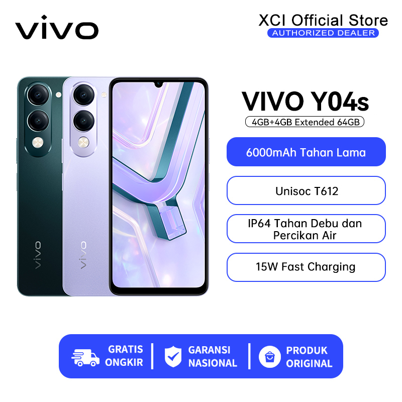 [New Launch] Vivo Y04S (4/64Gb) - 6000Mah Battery, Extreme Resilience, Ip64 Rain Resistant Giá 1,399,000 Đồng*Miễn phí vận chuyển