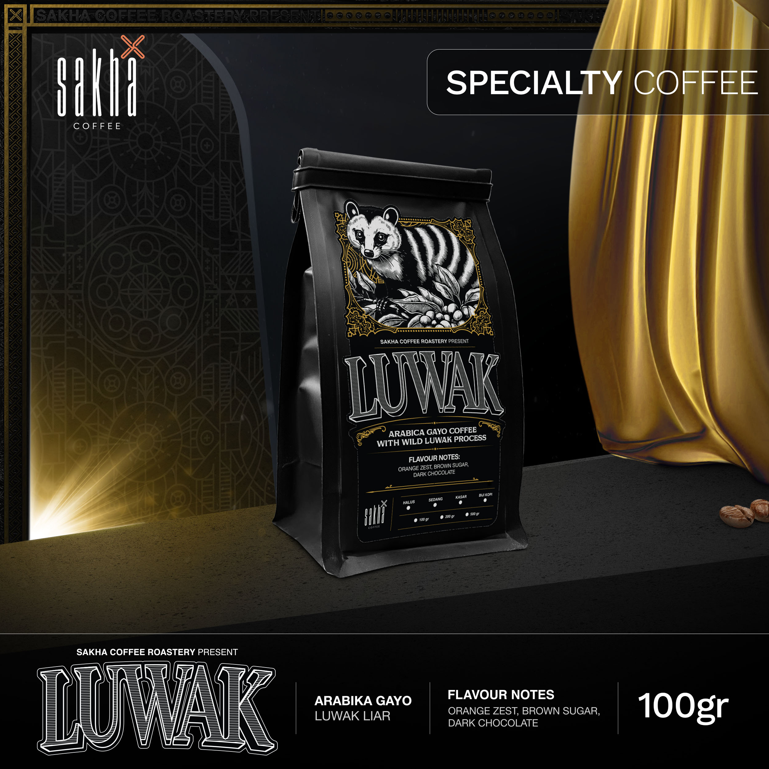 Wild Luwak Arabica Coffee Gayo Aceh Arabica Coffee Roast Beans 100 Grams