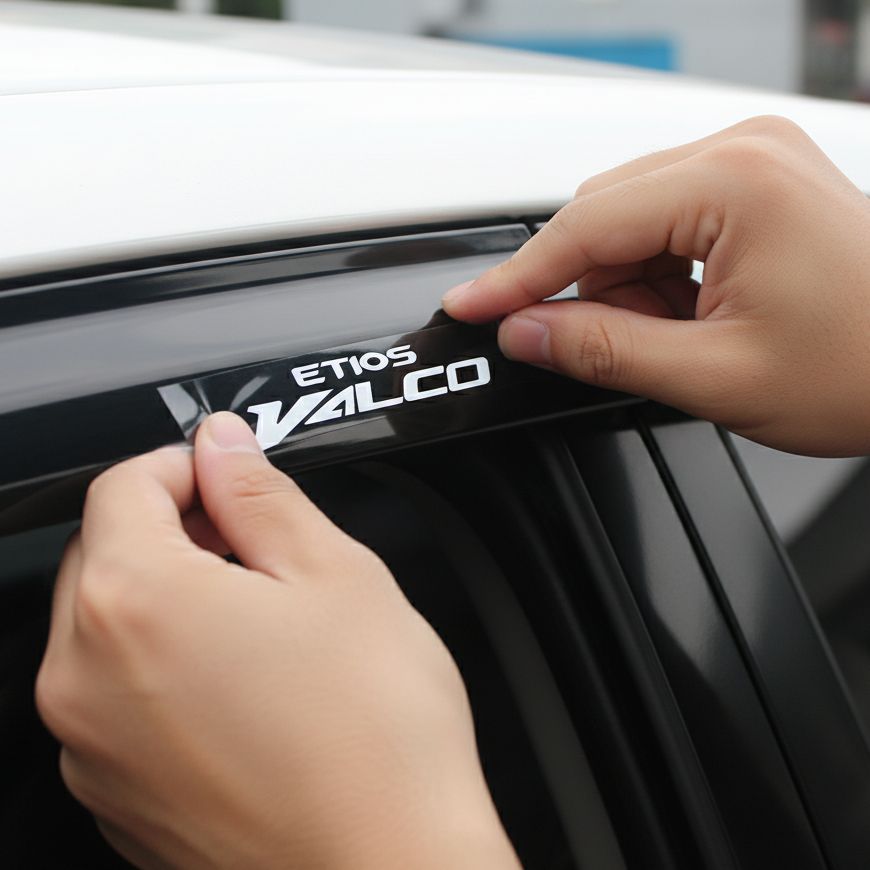 Toyota Etios Valco logo cutting premium-vinyl reflective waterproof 9x2cm Giá 10,000 Đồng*Miễn phí vận chuyển