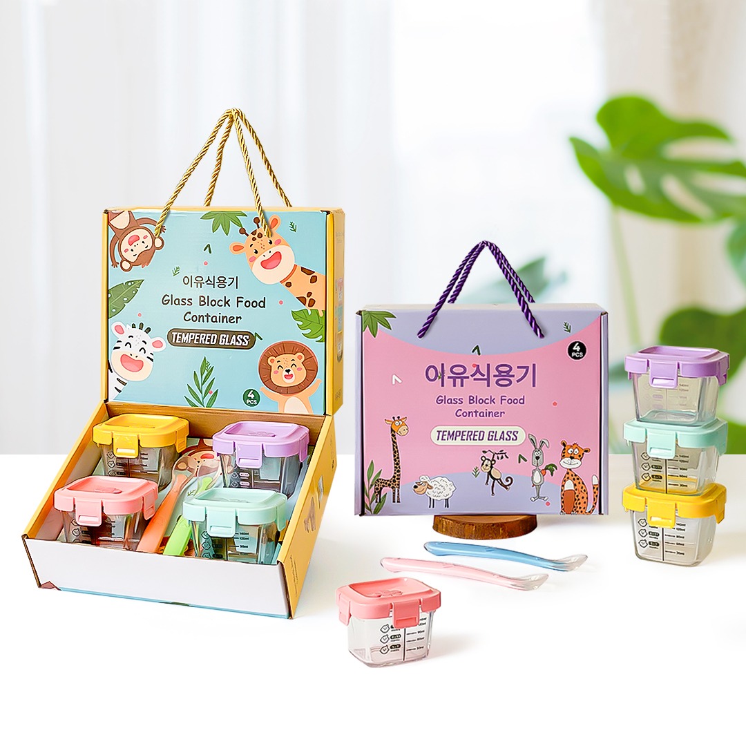 Aveline 6 in 1 & 4 in 1 set glass breast milk container hampers baby hadiah set glass breast milk cont…