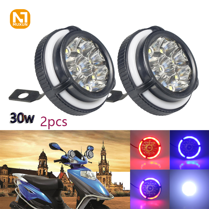 2Pcs Motorcycle Led Headlights, 12V Super Bright Headlights, Colorful Flashing Headlights, Front Rearview Lights, Led Retrofit Spotlights, 30W High Power Fog Lights, Waterproof Round Headlights for Driving Harga 53,999 rupiah*Gratis Ongkir