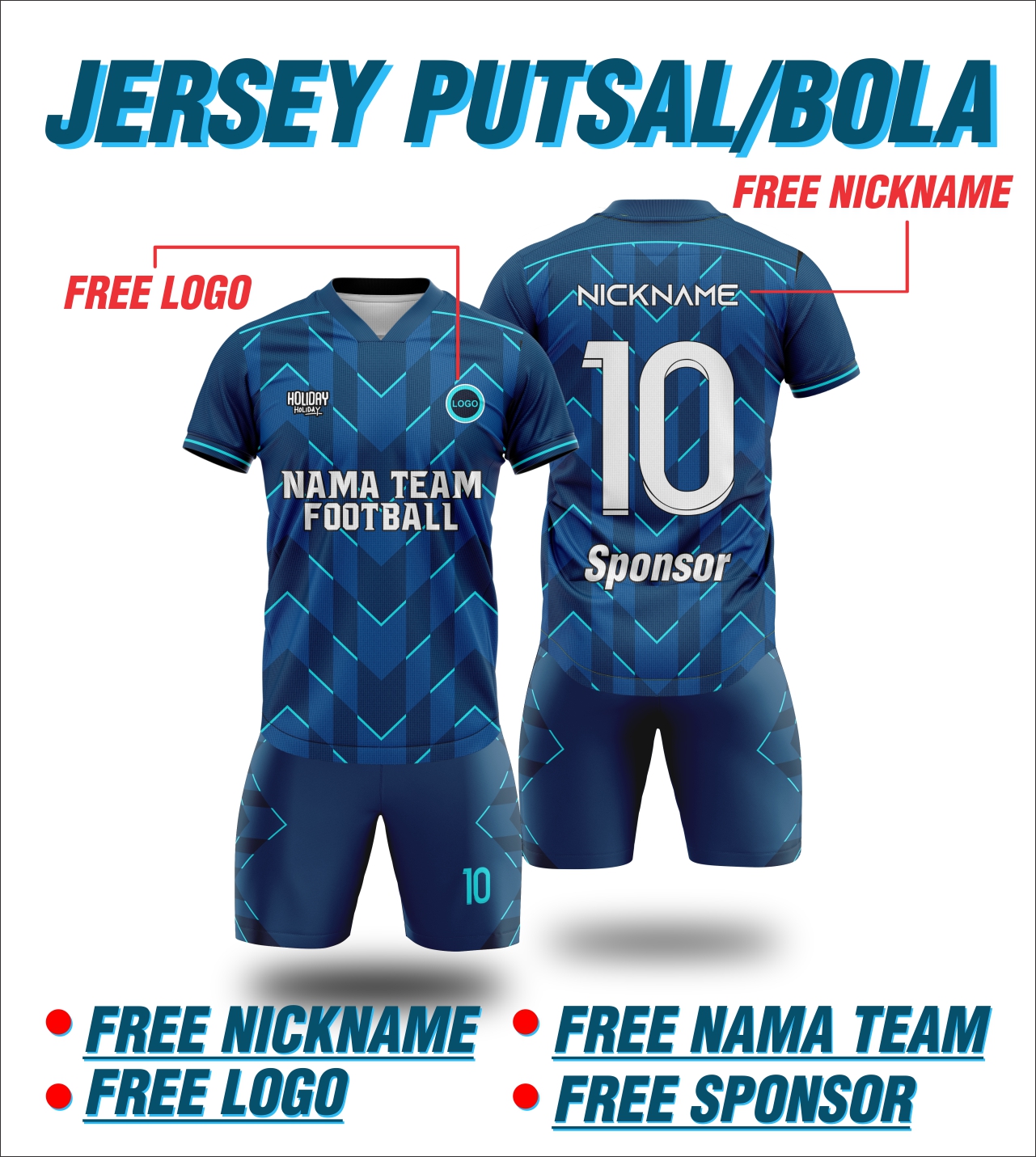 KAOS JERSEY PUTSAL BOLA FULL PRINTING FREE NICKNAME LOGO TEAM NAMA