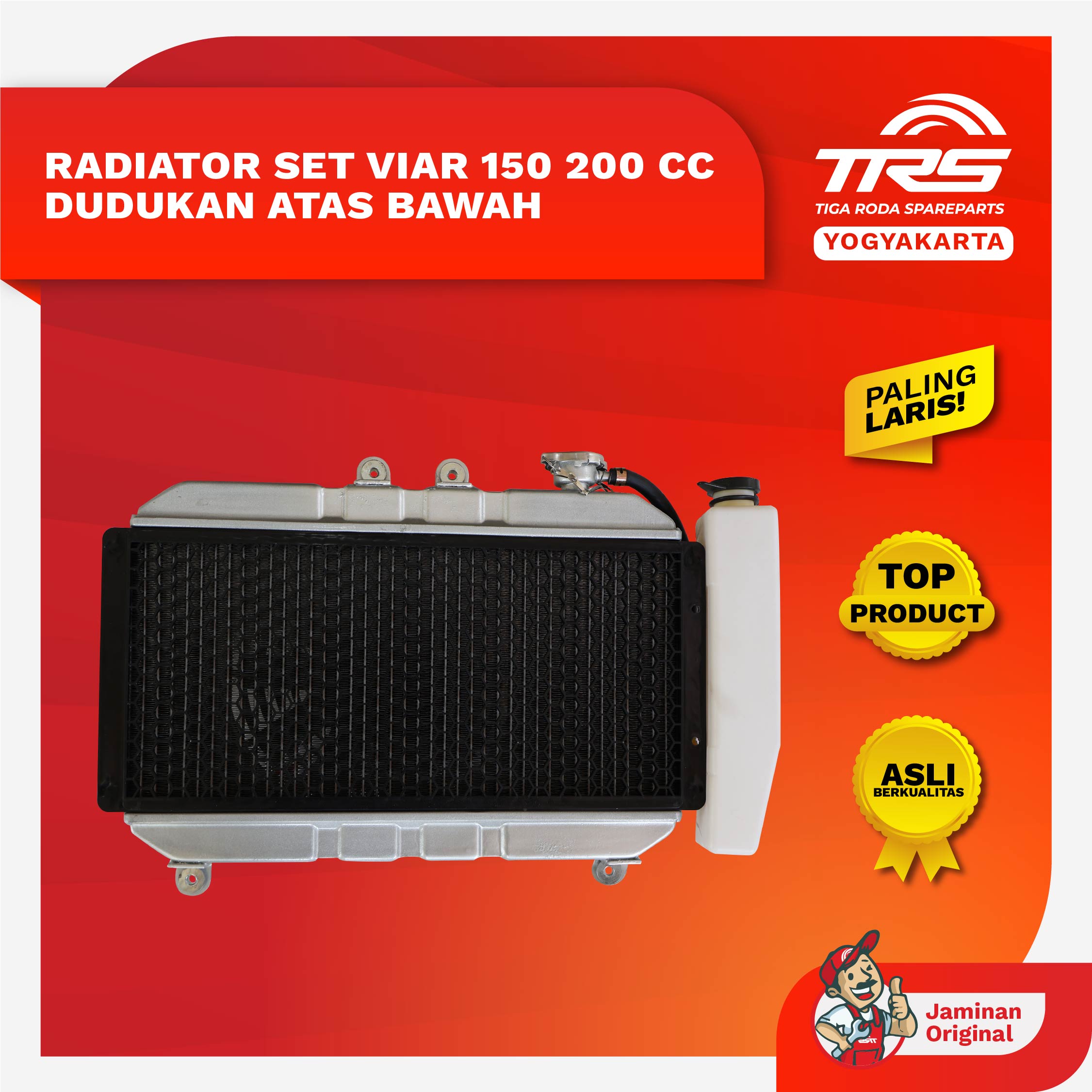 TRS Radiator Set Motor Roda Tiga Viar 150cc 200cc Dudukan Atas Bawah Pendingin Mesin Motor Roda Tiga Spareparts Original TRS JOGJA Harga 1,380,750 rupiah*Gratis Ongkir