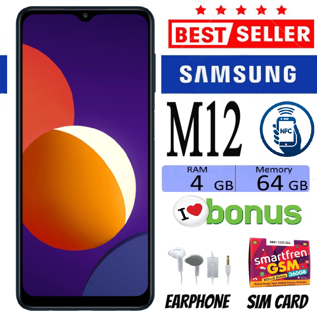 Samsung Galaxy M12 Ram 3/32 Gb & 4/64 Gb - Sein Harga  1,000,000 Ringgit*Penghantaran Percuma