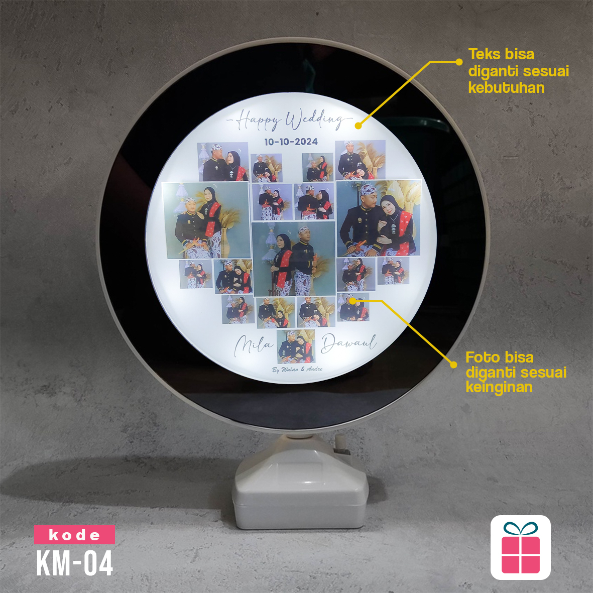 Hadiah Kado Ulang Tahun, Wisuda, Pernikahan, Anniversary Cewek Cowok Cermin Ajaib Lampu