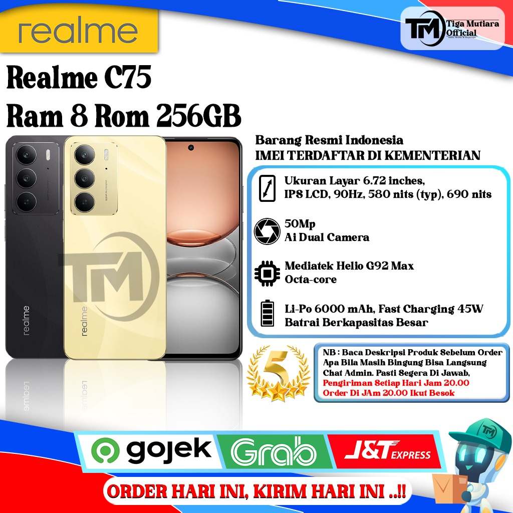 Realme C75 Ram 8 Rom 128GB Harga  2,280,000 Ringgit*Penghantaran Percuma