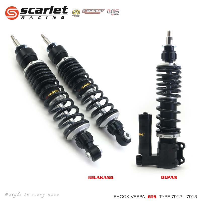 Scarlet Racing - Shock Absorber Shockbreaker Skok Set Front and Rear for Vespa Modern Front Rear Lx Gts Sprint Primavera Harga 3,800,000 rupiah*Gratis Ongkir