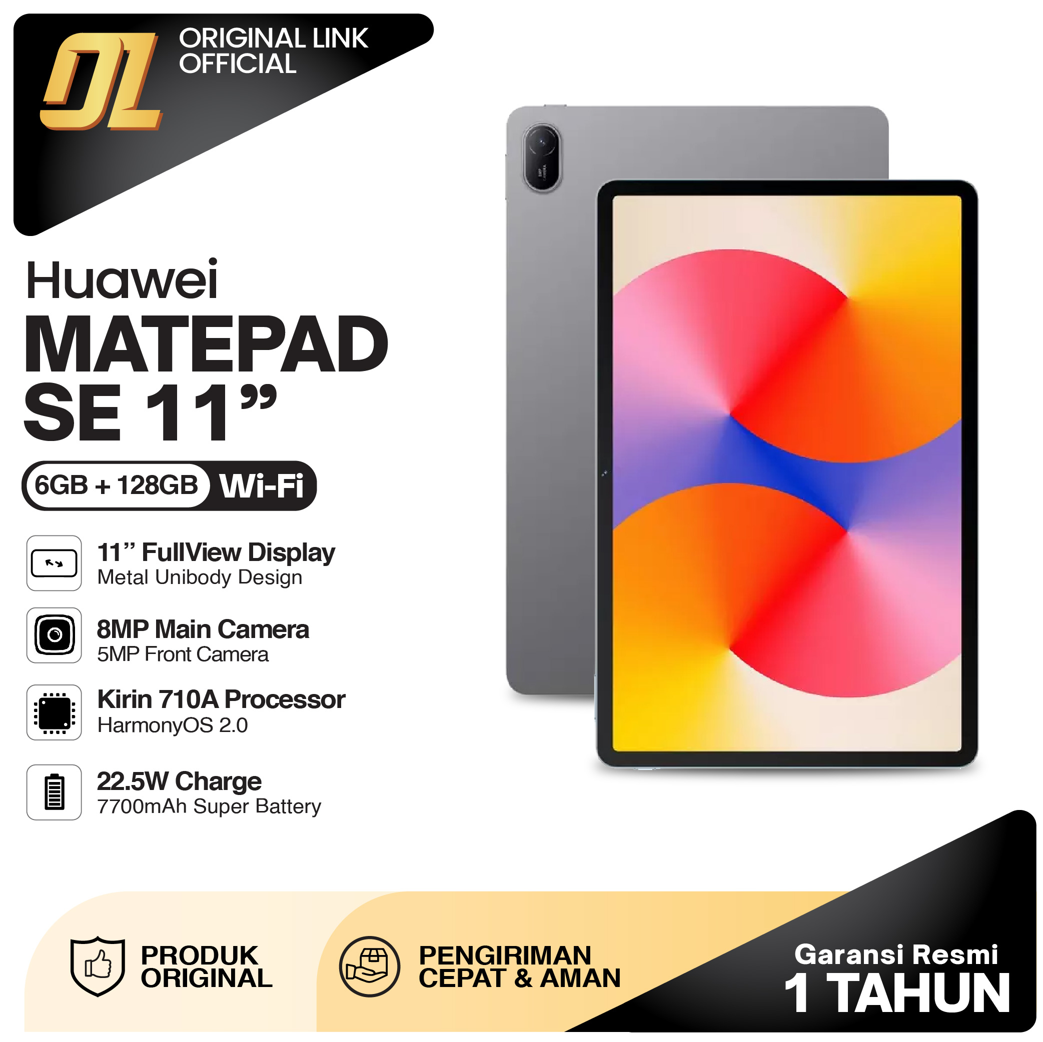 HUAWEI MatePad SE 11 Inch 6GB/128GB 2K Eye Comfort Display - Tablet Nirkabel dengan Prosesor Kirin 710A dan Baterai Besar Harga 2,869,000 rupiah*Gratis Ongkir