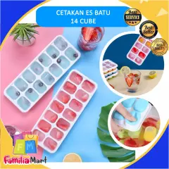 Cetakan Es Batu Dengan Tutup Bentuk Kotak Bahan Silikon Serbaguna / Ice Cube Tray 14 Slot / Cetakan Coklat Pudding Jelly