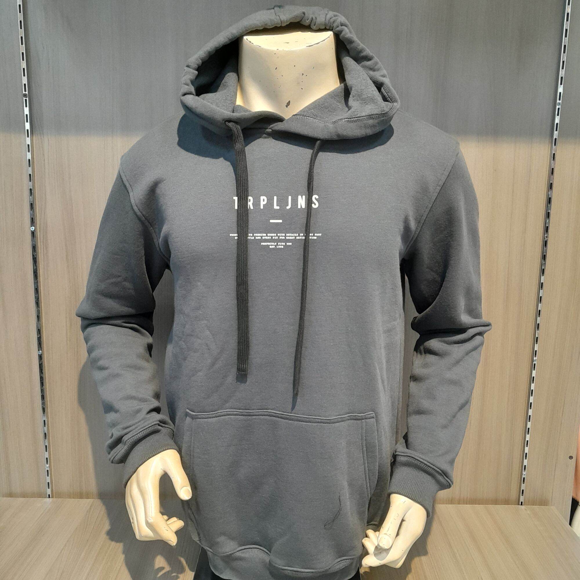 Sweater Hoodie Merek Tripl3 Jeans Regular YHD005 Grey Katun