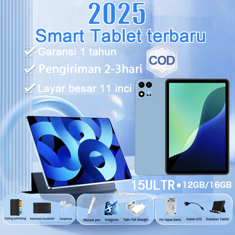 Galaxy Tab 15 ultra 16GB + 1TB Android 11 inch tablet full screen large screen WiFi 5G dual SIM tablet for kids learning HP tablet tab advan tablet gaming tablet office cheap tablet Harga 999,000 rupiah*Gratis Ongkir