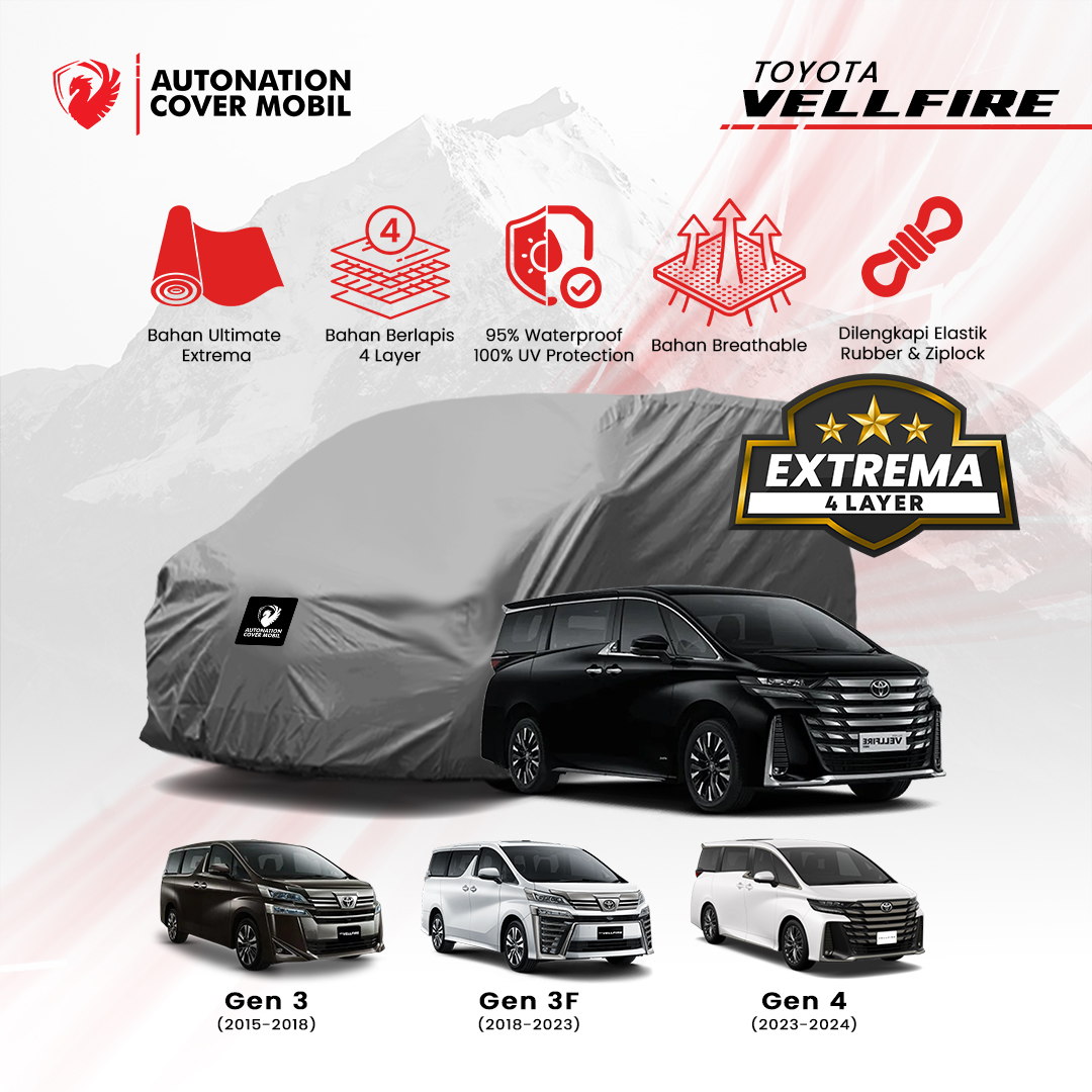 Autonation Garage - Cover Mobil Toyota Vellfire Extrema 4 Layer Harga 1,265,000 rupiah*Gratis Ongkir