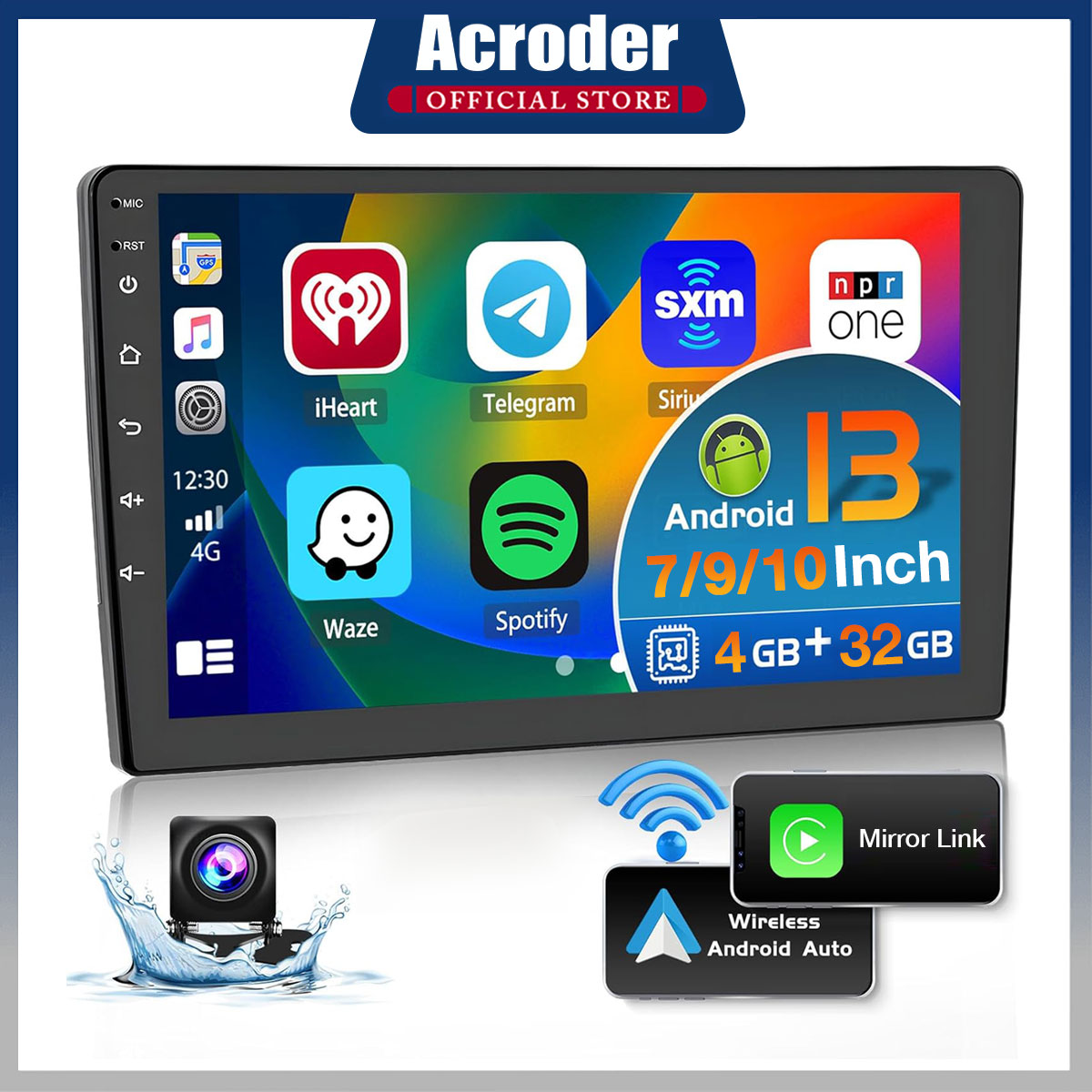 Acroder Head Unit Android 7/9/10 Inch 8G+128G Wifi Gps Bluetooth Cooling System Ips Touch Screen Harga 879,000 rupiah*Gratis Ongkir