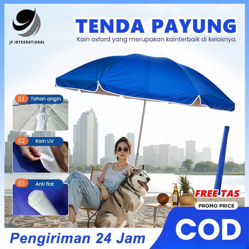 Tenda Payung Anti UV Anti Angin Event Pantai 240 cm Dua Lapis Dobel Jari Jumbo Harga 62,500 rupiah*Gratis Ongkir