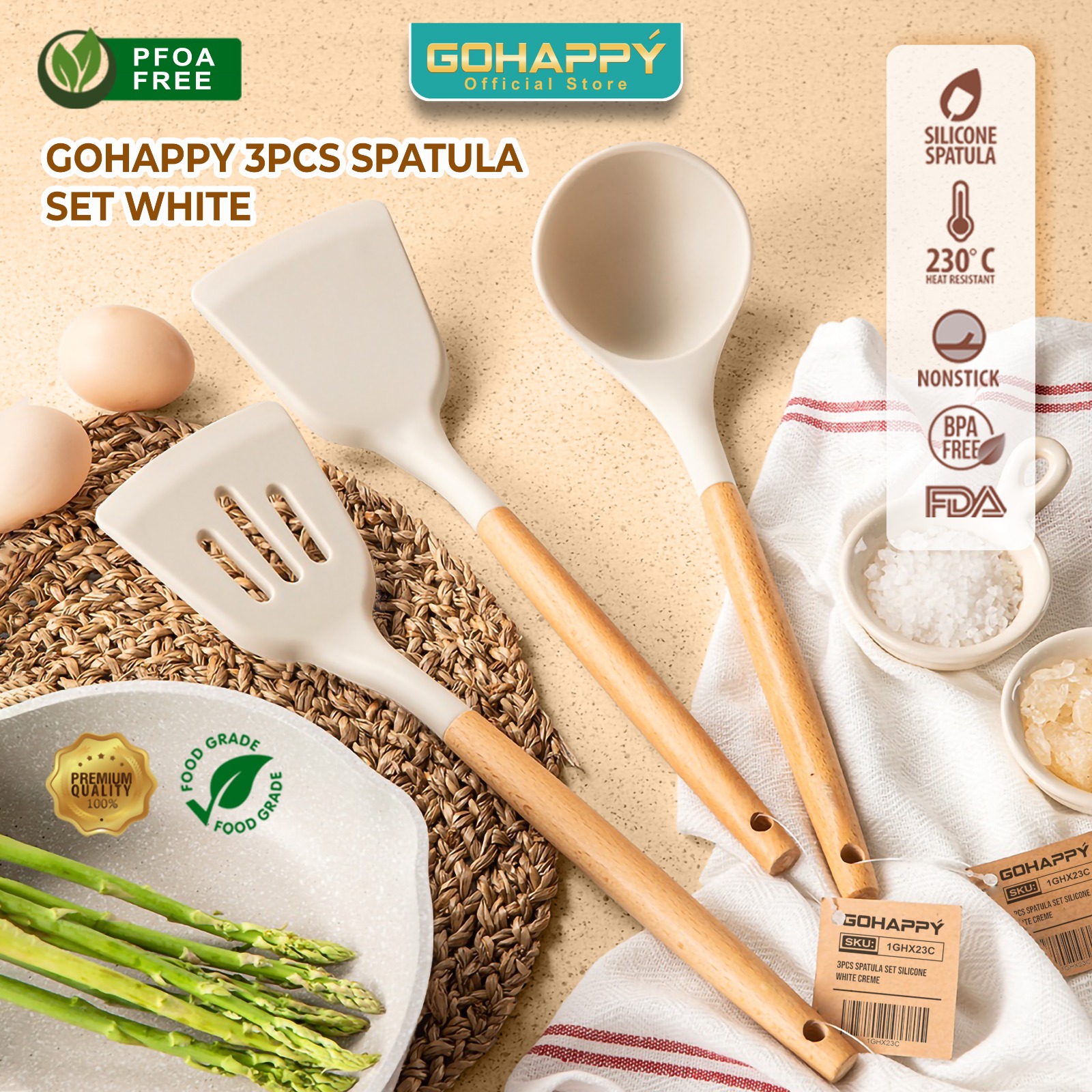 Set Spatula Silikon Putih