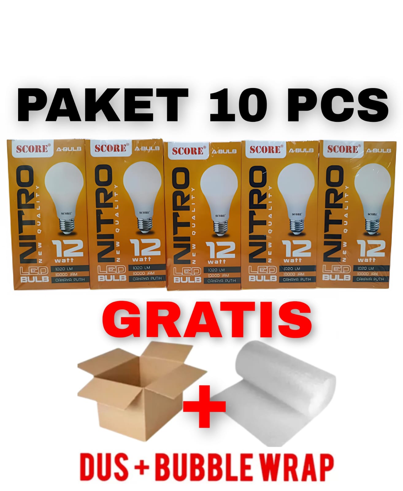 Lampu LED Bohlam LED Garansi 1 Tahun SCORE Nitro 5W 7W 9W 12W 15W 18W 10PCS