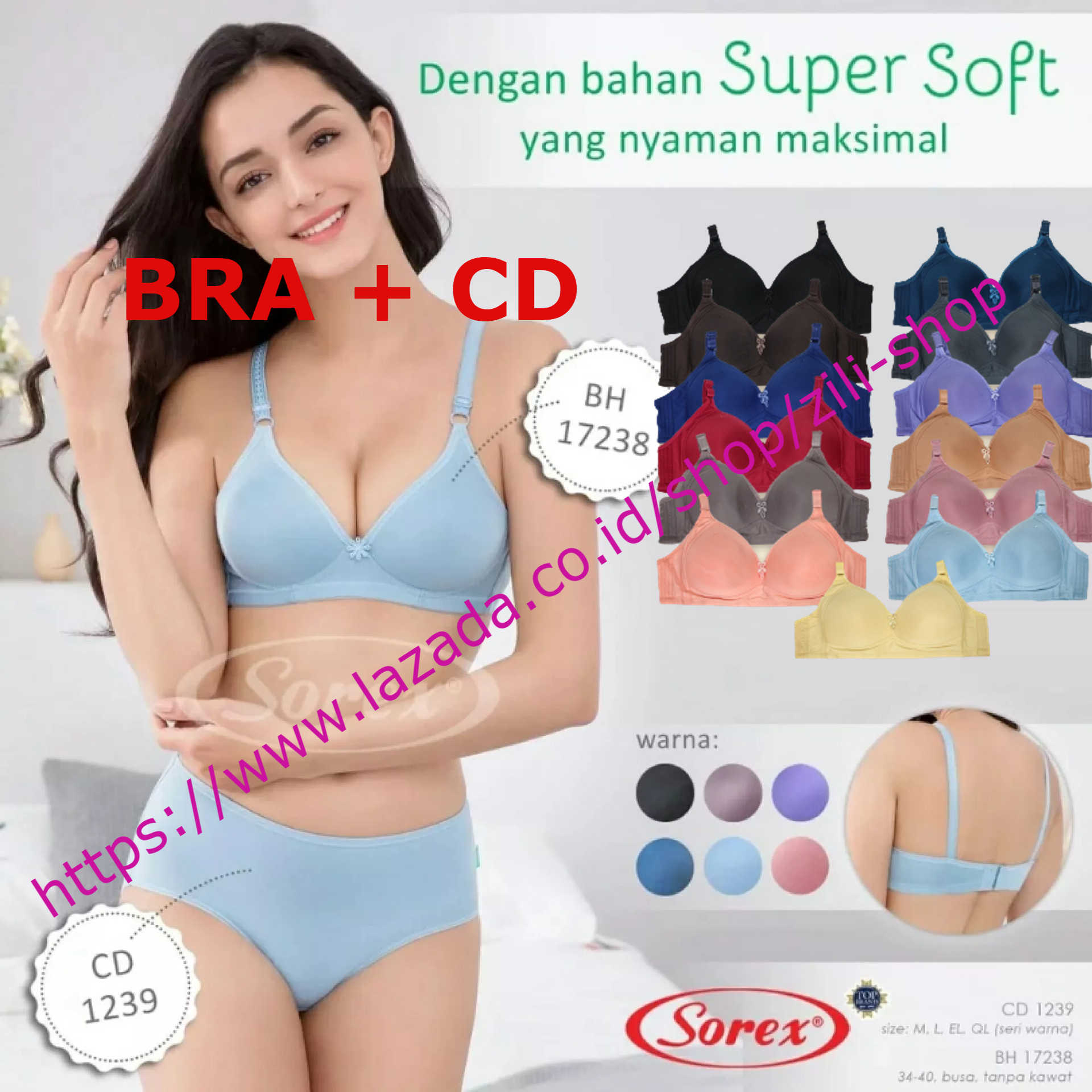 SOREX Bra Set Super Soft Kawat Busa ( BRA + CD ) - Hitam, 38-QL di D'zili  Shop | Tokopedia