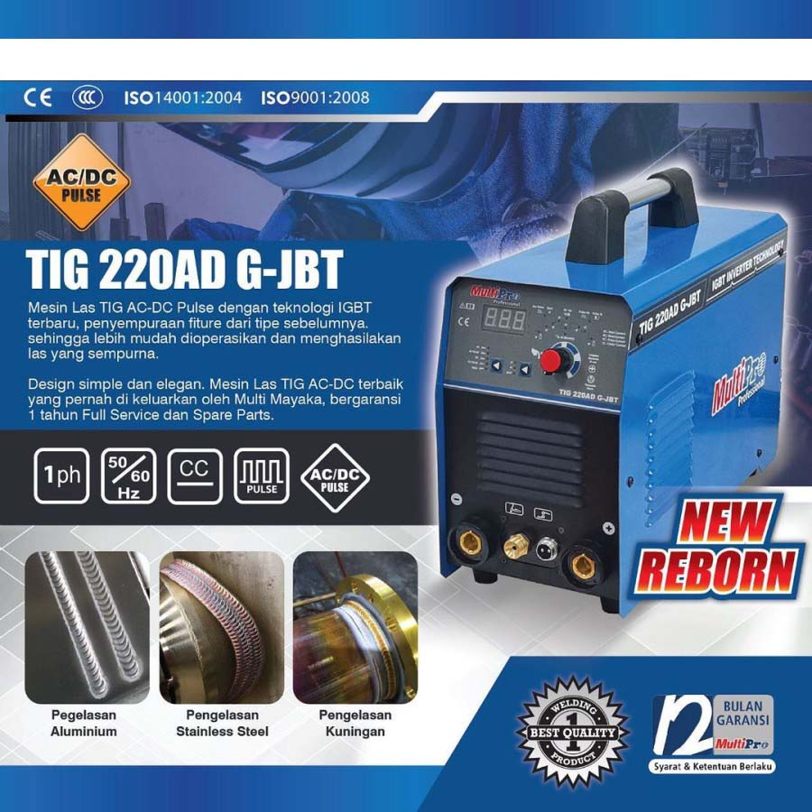 MULTIPRO TIG 220AD M-JB - Mesin Las AC DC Besi Stainless Alumunium Harga 8,500,400 rupiah*Gratis Ongkir