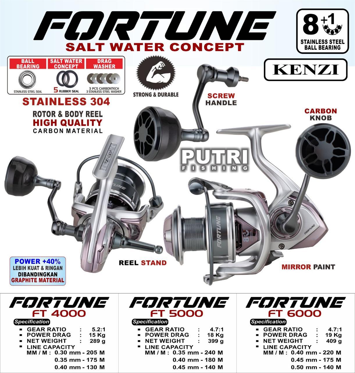 KENZI FORTUNE SW BODY CARBON REEL with REEL STAND 4000 5000 6000 Harga 360,000 rupiah*Gratis Ongkir