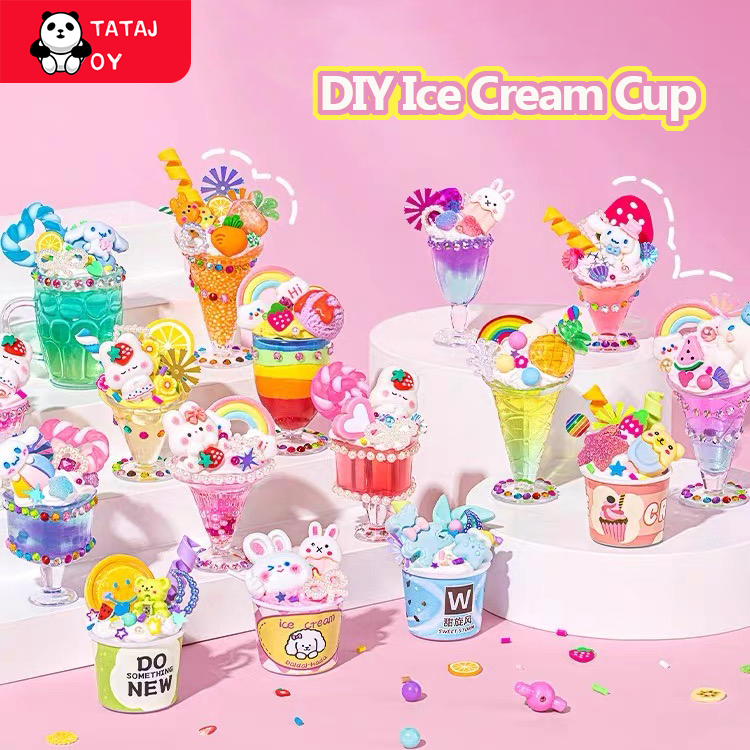 DIY Mainan Ice Cream Set Mainan Es Krim Cup Guka Set Mainan Anak Perempuan Hadiah Ulang Tahun Anak