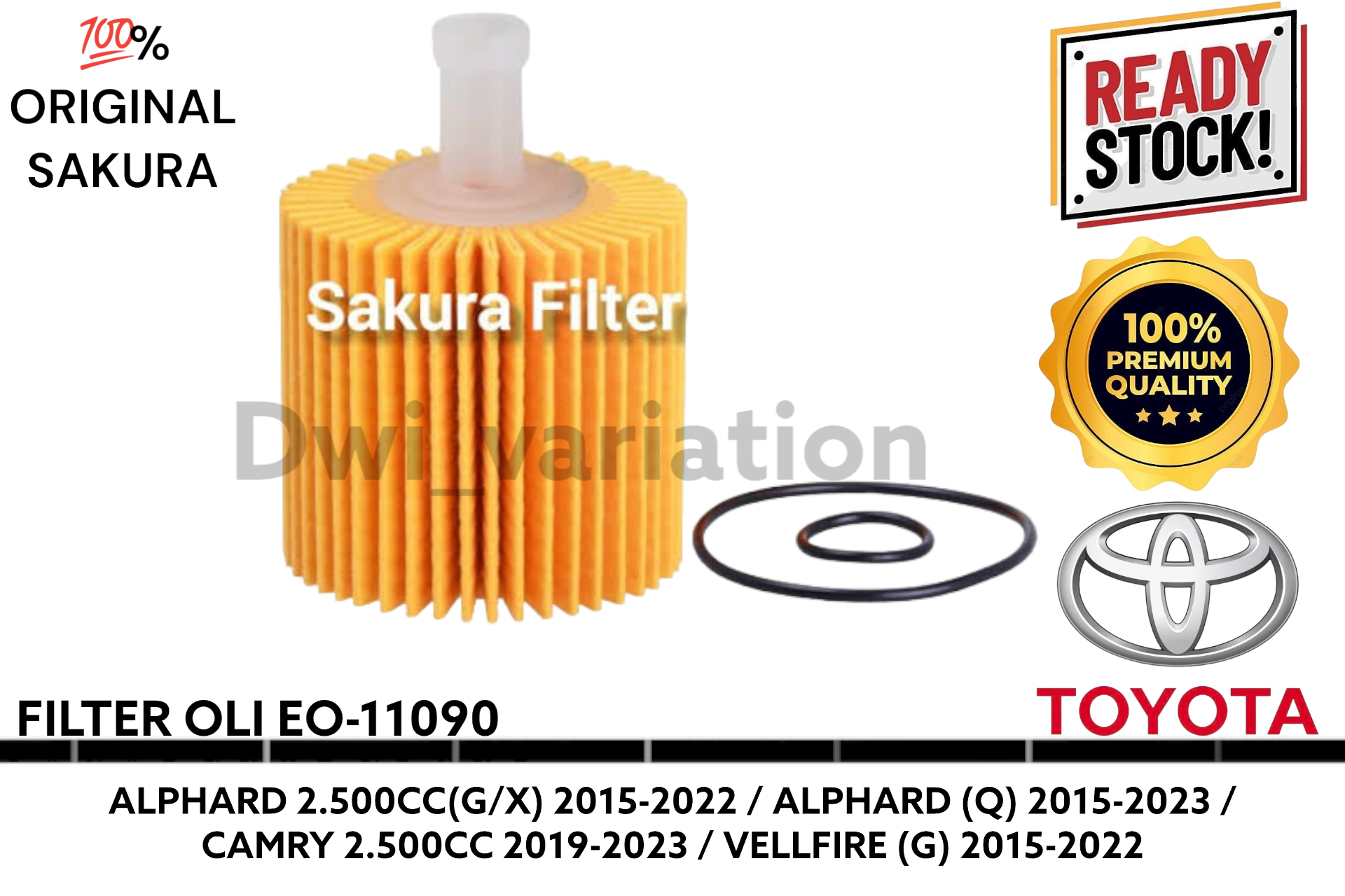 FILTER OLI TOYOTA ALPHARD / VELLFIRE / CAMRY 2019-2023 ORIGINAL PRODUK SAKURA EO-11090 Harga 65,000 rupiah*Gratis Ongkir