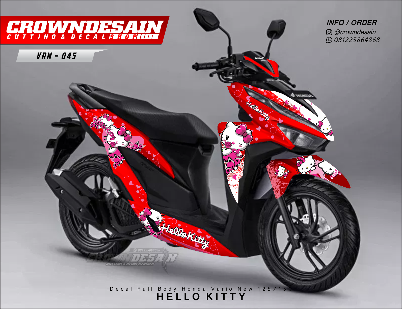 Decal Motor Vario New 2018 Fullbody Motif HELLO KITTY MERAH VRN045B Lazada Indonesia